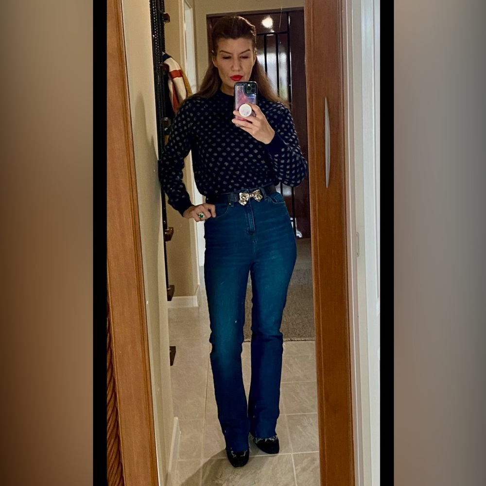 Hot and Sexy High Waist Slim Fit Dark Blue Denim Jeans - worn once